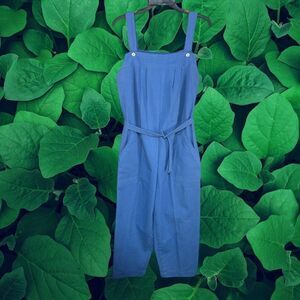 VTG Blue Linen Blend Jumpsuit Medium